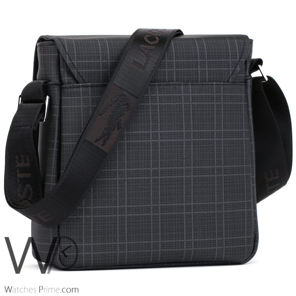 Lacoste leather black Messenger flap bag men | Watches Prime