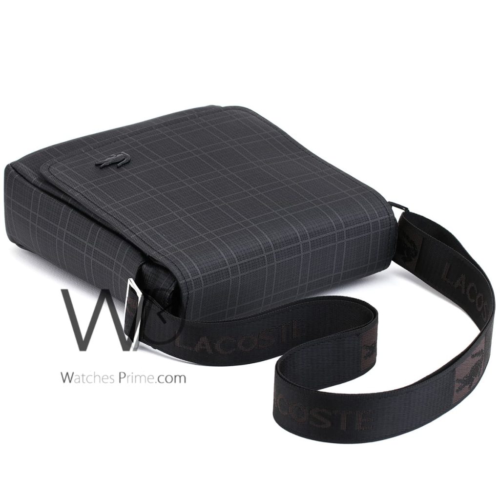 Lacoste leather black Messenger flap bag men | Watches Prime