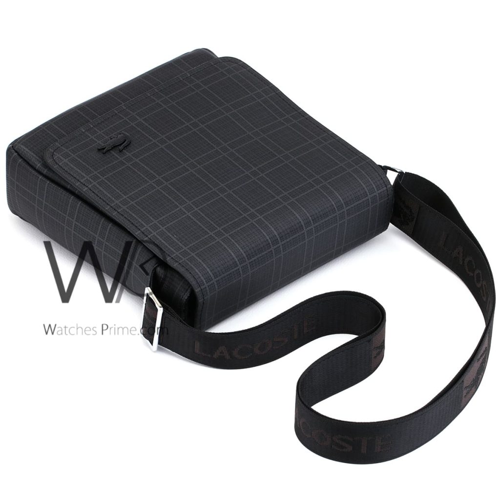 Lacoste leather black Messenger flap bag men | Watches Prime
