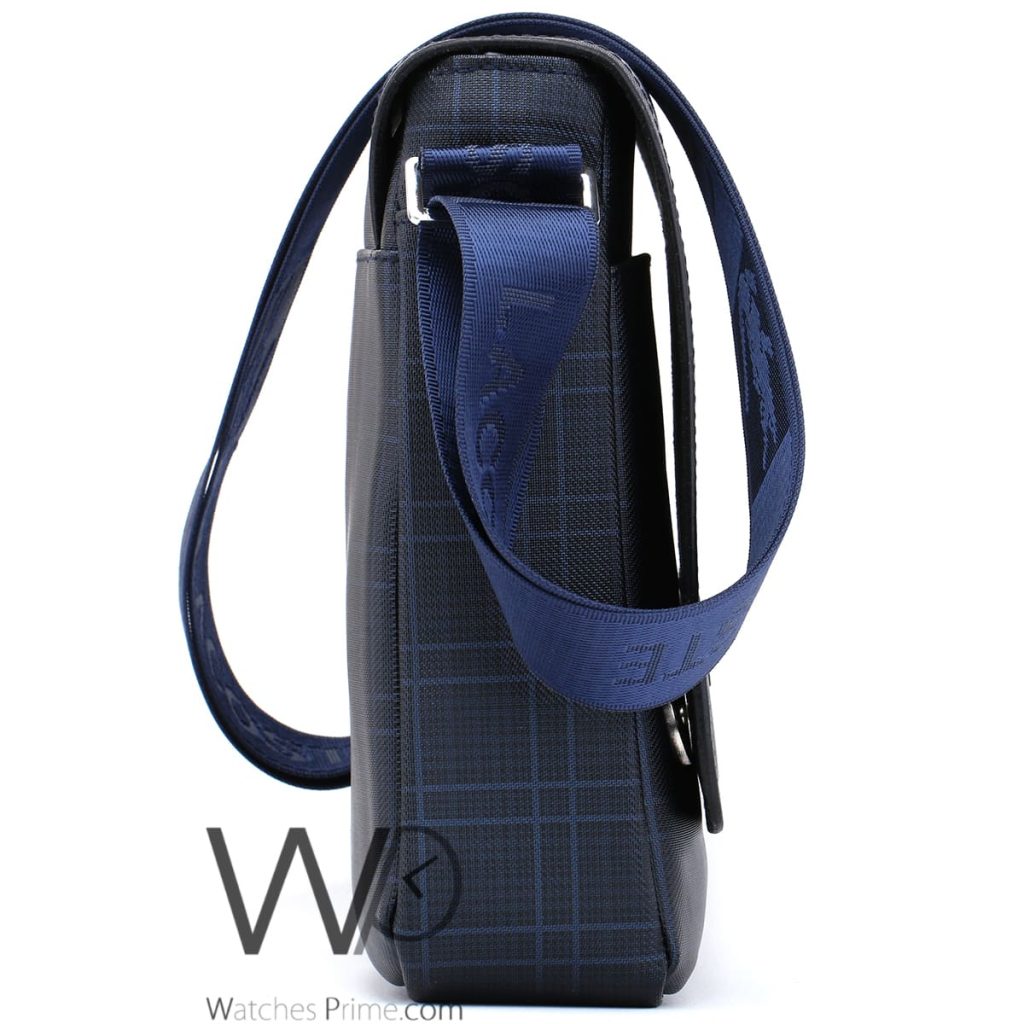 Lacoste blue leather Crossbody flap bag men | Watches Prime