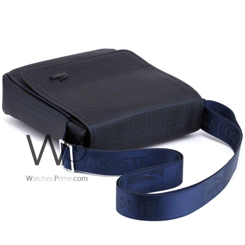 Lacoste blue leather Crossbody flap bag men | Watches Prime