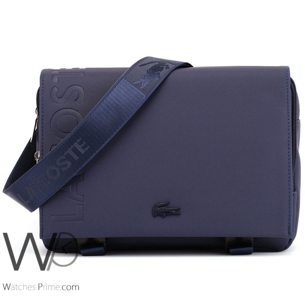 Lacoste blue mini laptop messenger bag men | Watches Prime