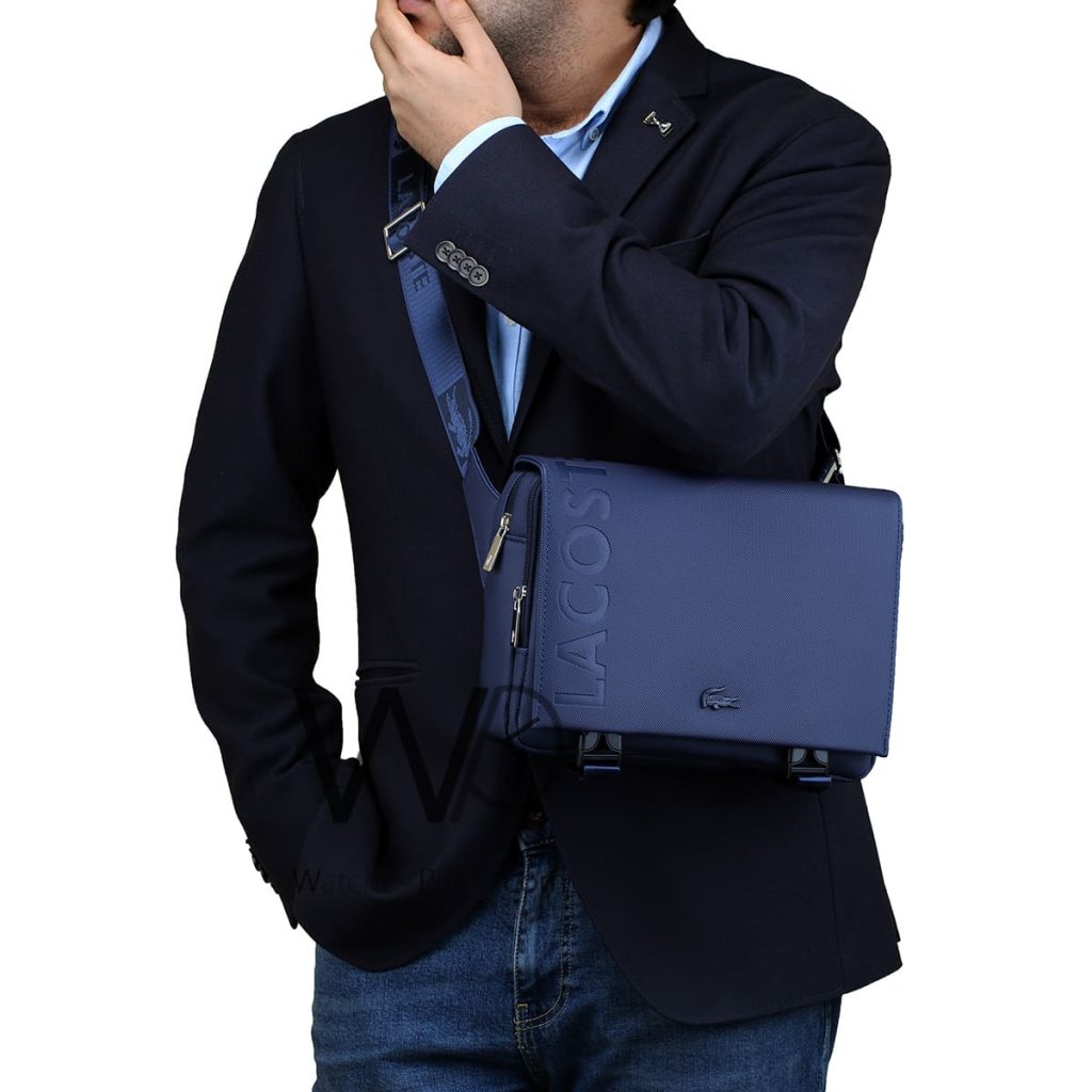 Lacoste blue mini laptop messenger bag men | Watches Prime