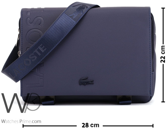 Lacoste blue mini laptop messenger bag men | Watches Prime