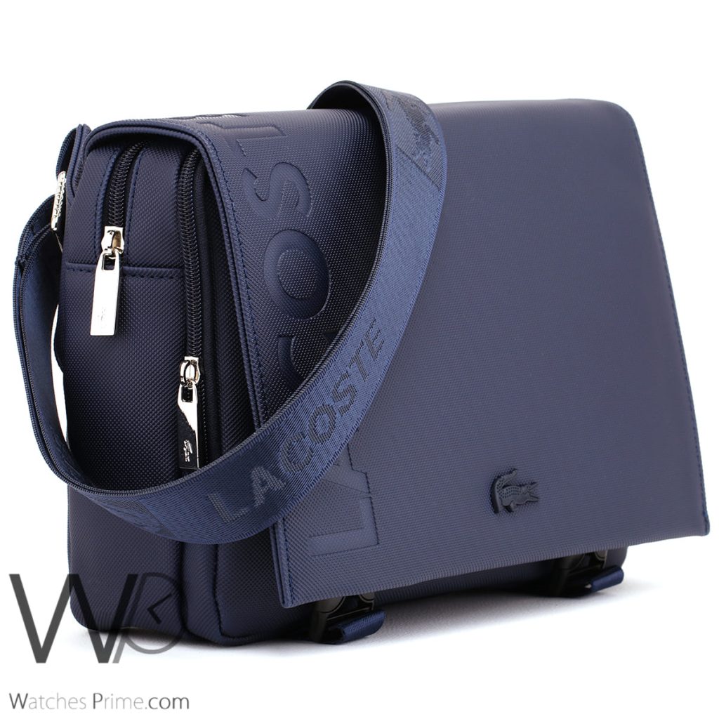 Lacoste blue mini laptop messenger bag men | Watches Prime
