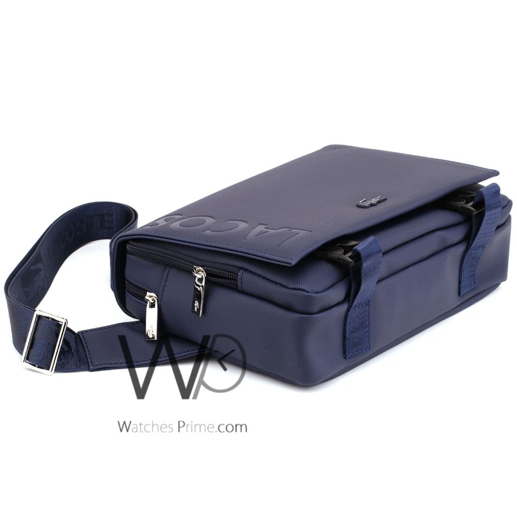 Lacoste blue mini laptop messenger bag men | Watches Prime