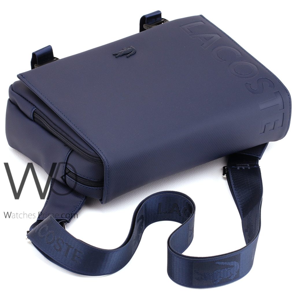 Lacoste blue mini laptop messenger bag men | Watches Prime