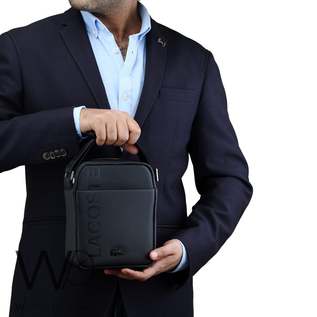 Lacoste leather black Messenger Bag | Watches Prime