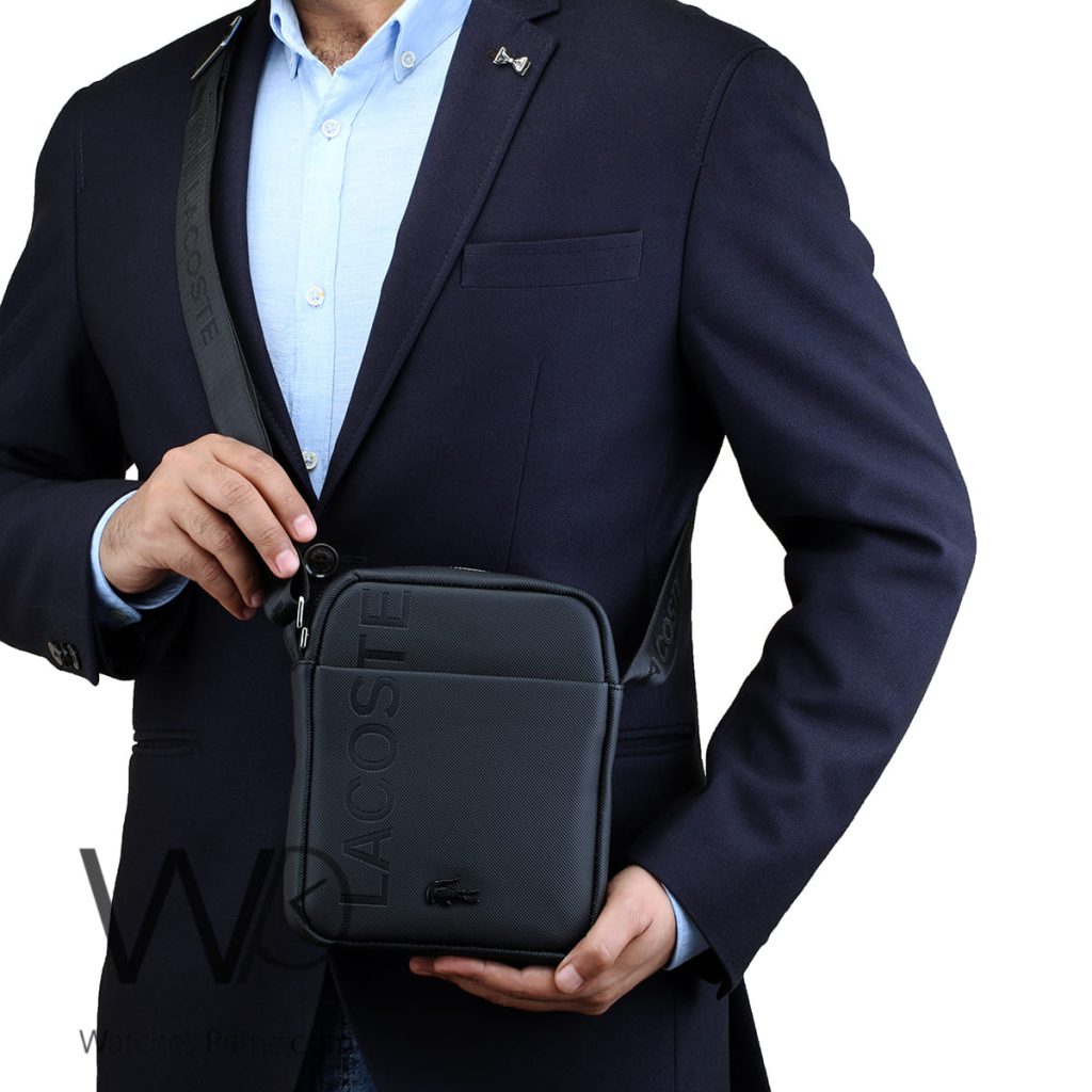 Lacoste leather black Messenger Bag | Watches Prime