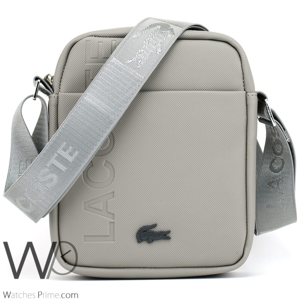 Lacoste leather grey Crossbody Bag for men | Watches Prime