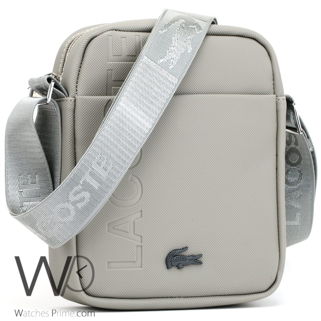 Lacoste leather grey Crossbody Bag for men | Watches Prime