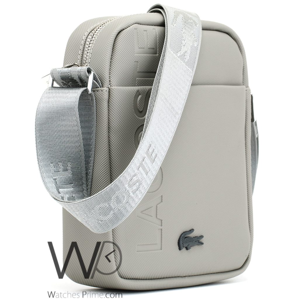 Lacoste leather grey Crossbody Bag for men | Watches Prime