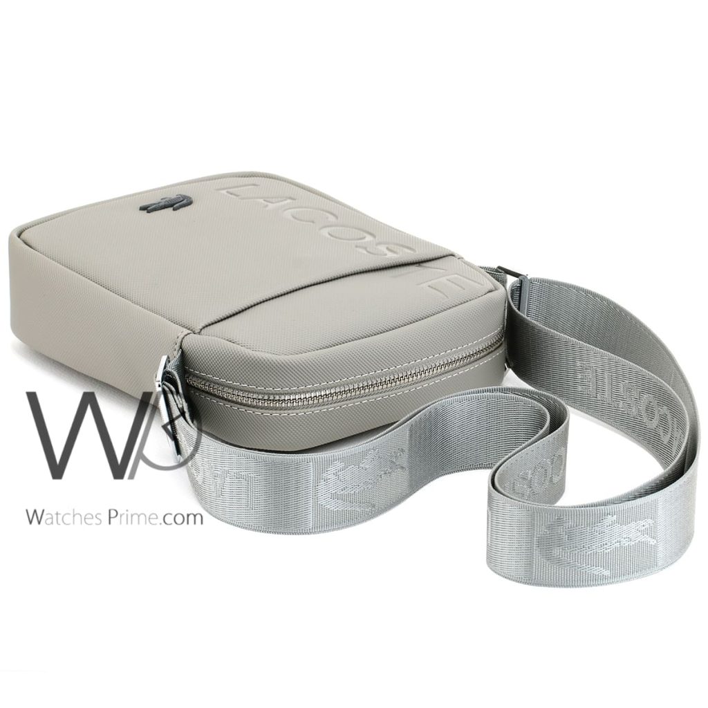 Lacoste leather grey Crossbody Bag for men | Watches Prime