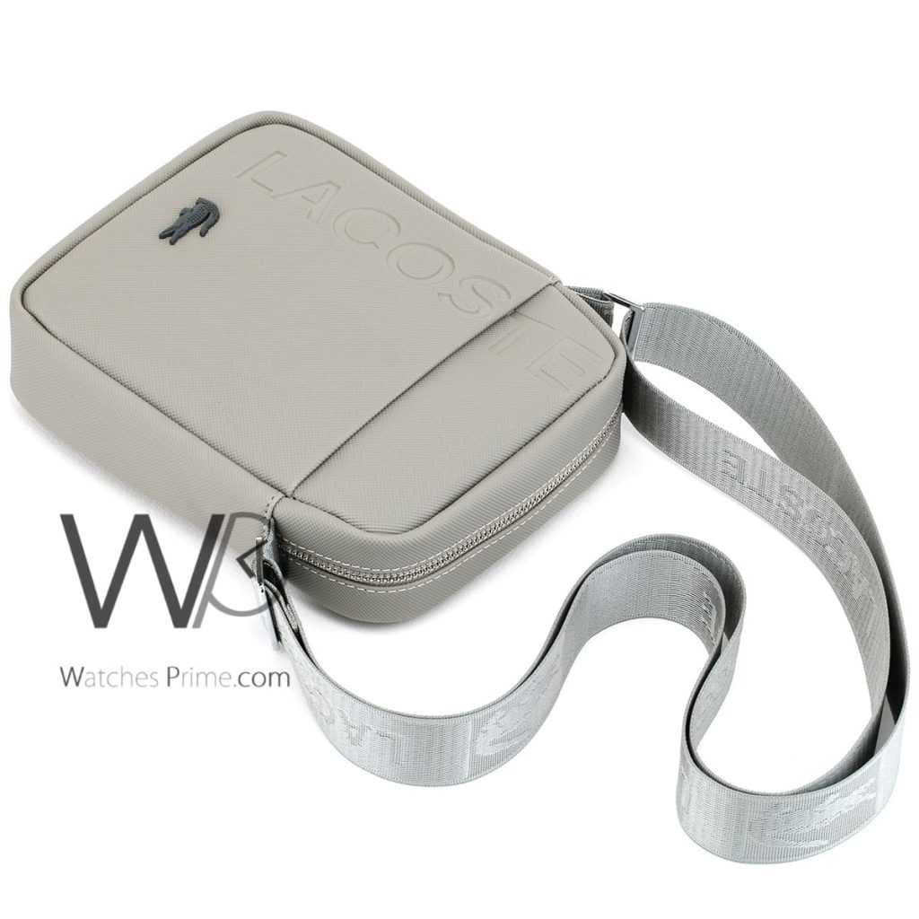 Lacoste leather grey Crossbody Bag for men | Watches Prime