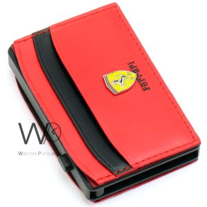 Ferrari leather credit card holder red black wallet