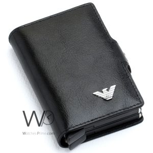 Giorgio armani black leather credit card holder wallet