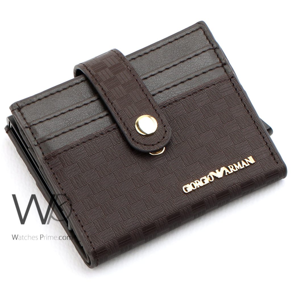 Giorgio Armani Men's Brown Card Holder Wallet | Watches Prime
