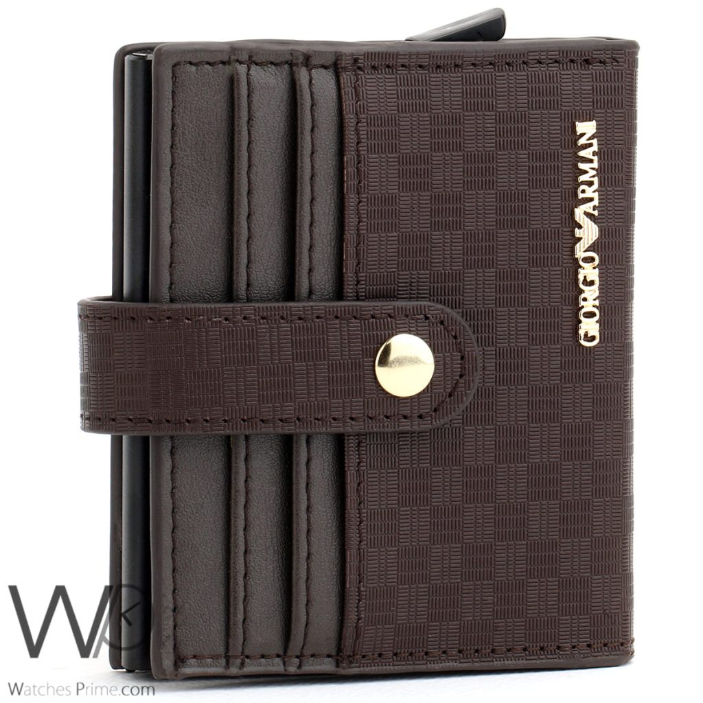 Giorgio Armani Men's Brown Card Holder Wallet | Watches Prime