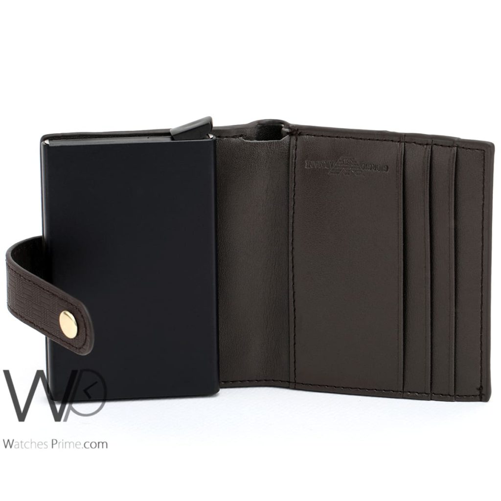 Giorgio Armani Men's Brown Card Holder Wallet | Watches Prime