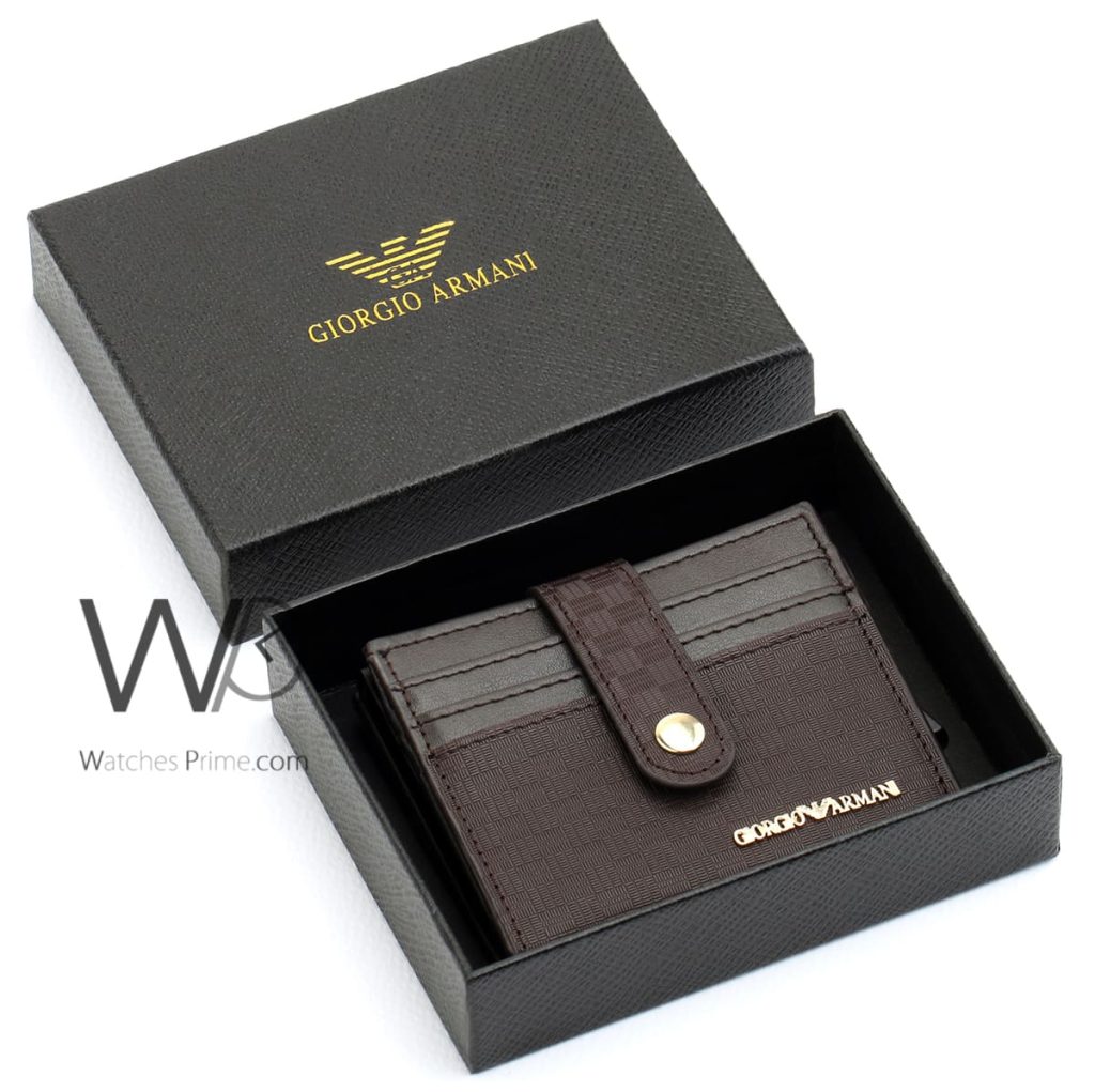 Giorgio Armani Men's Brown Card Holder Wallet | Watches Prime