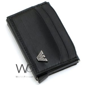 Giorgio armani leather credit card holder black wallet
