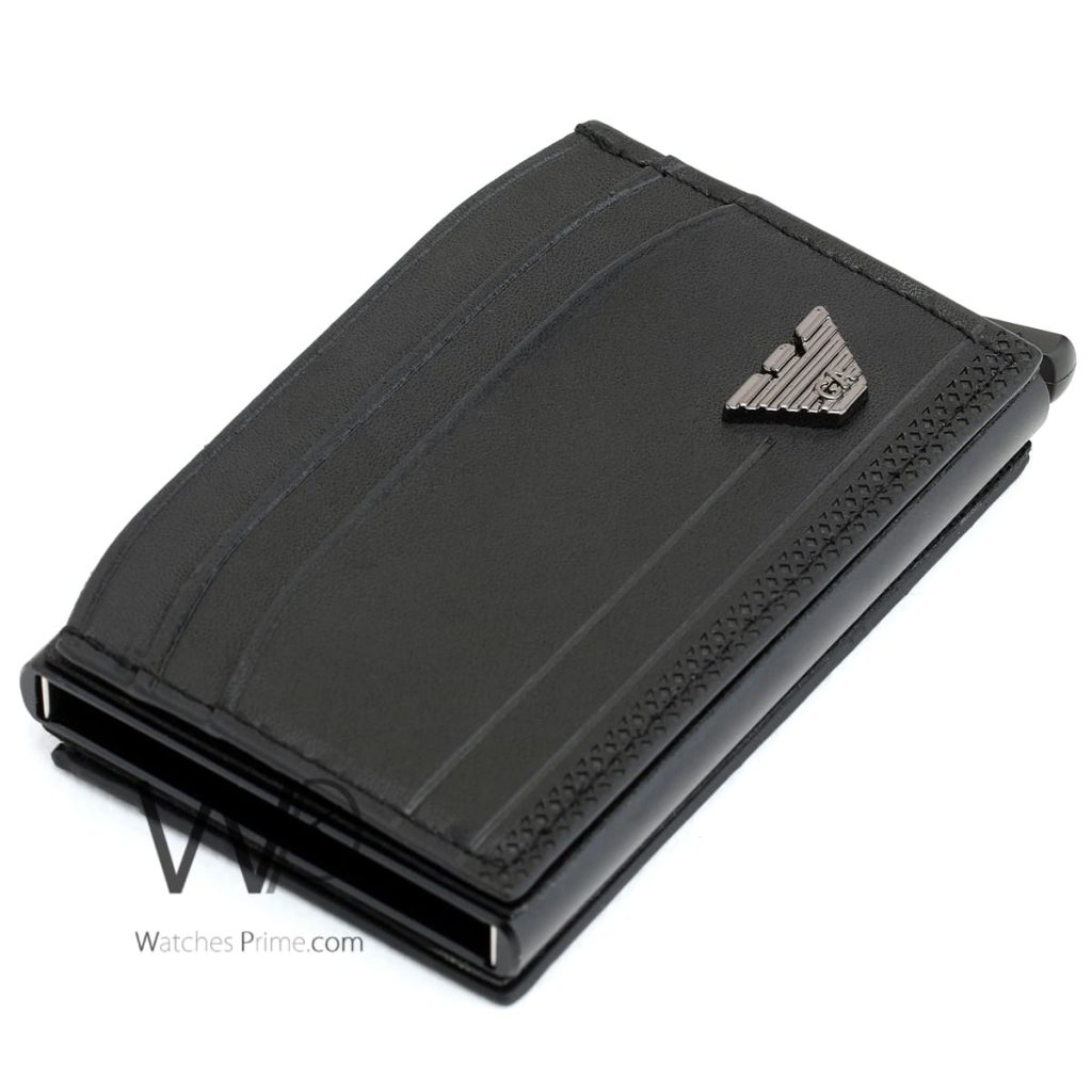 Pop Up Armani Black Men's Card Holder Wallet | Watches Prime