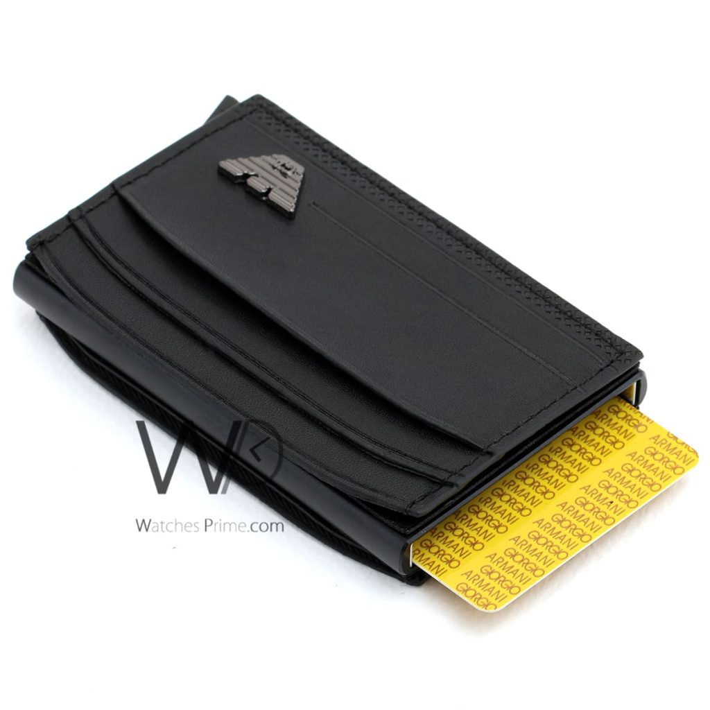 Pop Up Armani Black Men's Card Holder Wallet | Watches Prime