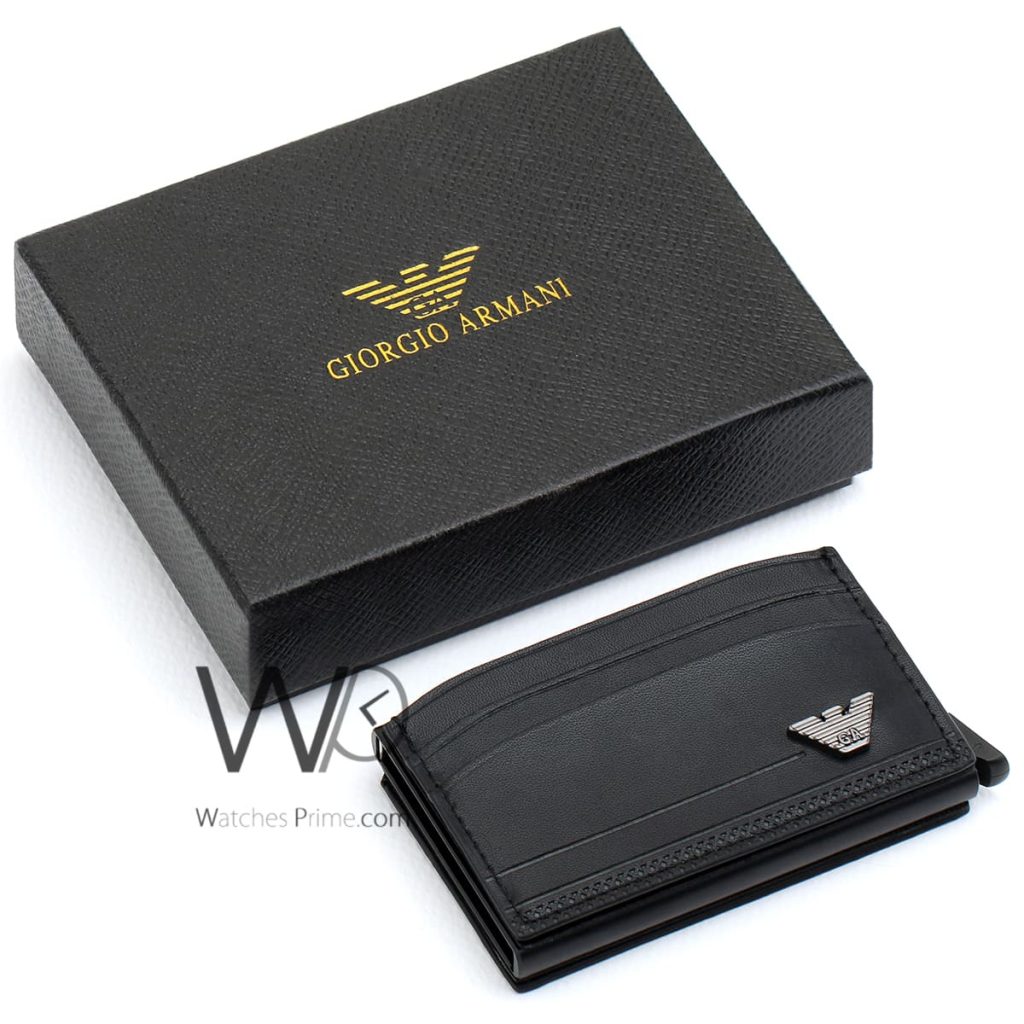 Pop Up Armani Black Men's Card Holder Wallet | Watches Prime