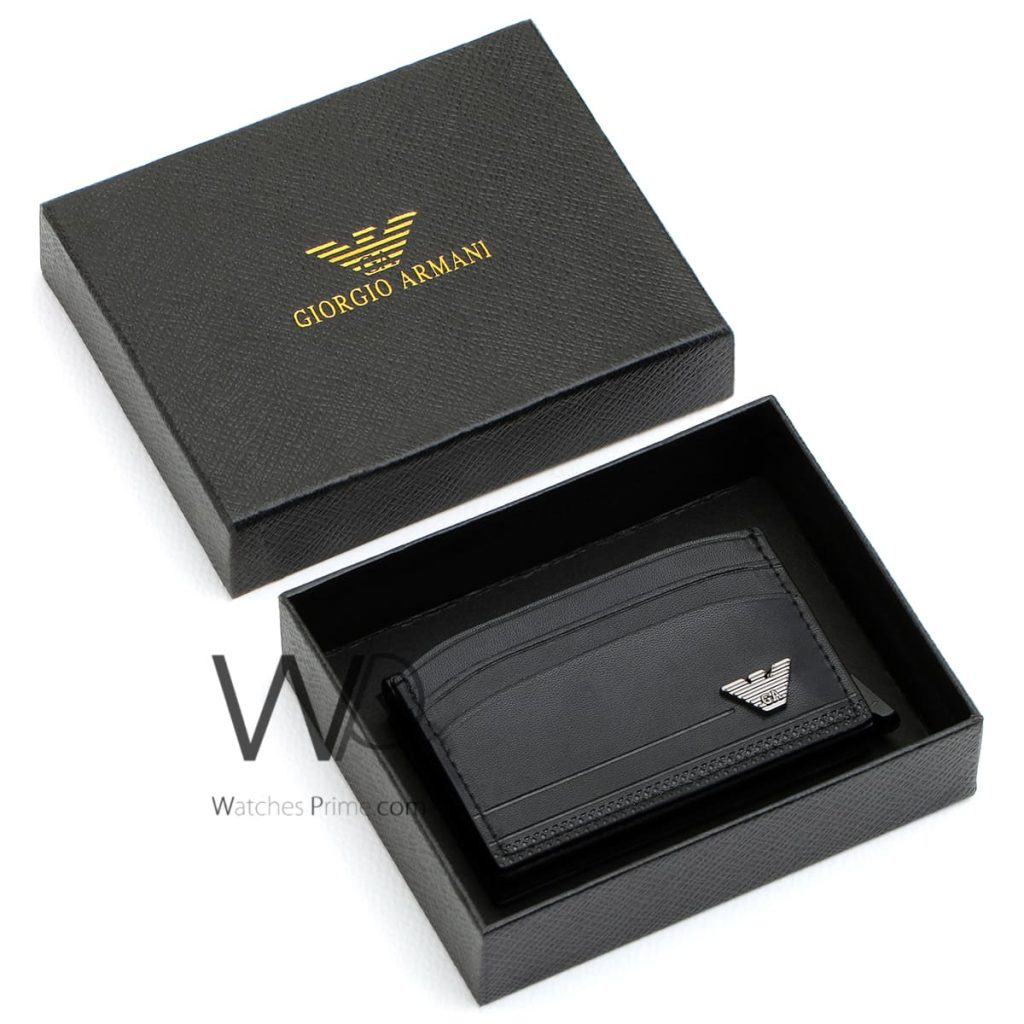 Pop Up Armani Black Men's Card Holder Wallet | Watches Prime