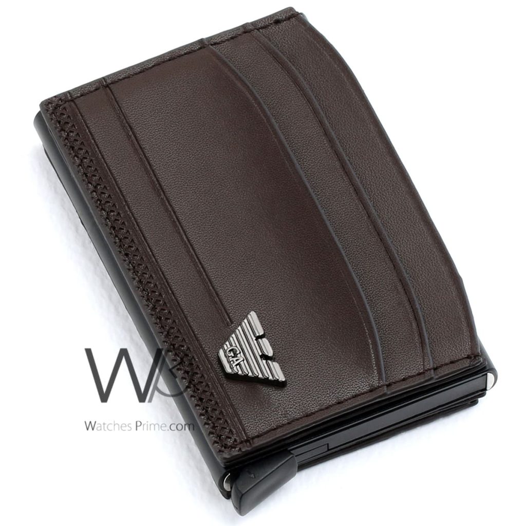 Pop Up Armani Brown Men's Card Holder Wallet | Watches Prime
