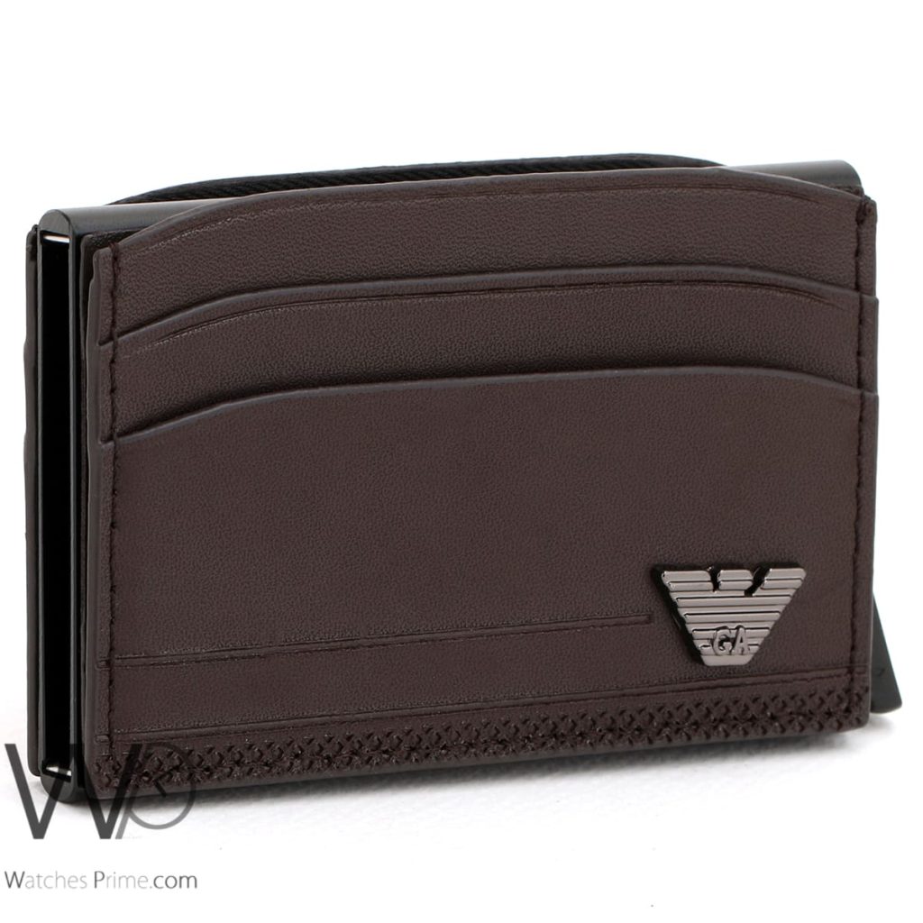 Pop Up Armani Brown Men's Card Holder Wallet | Watches Prime