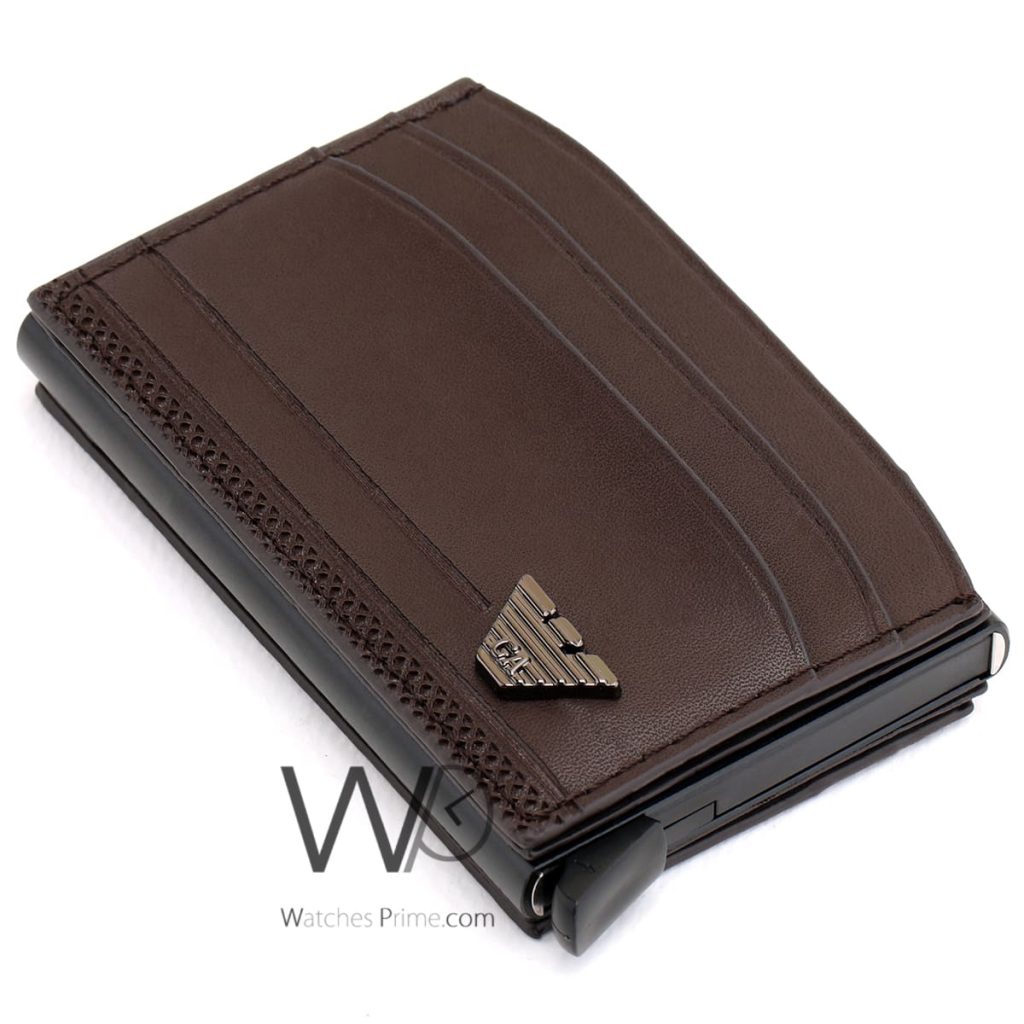 Pop Up Armani Brown Men's Card Holder Wallet | Watches Prime