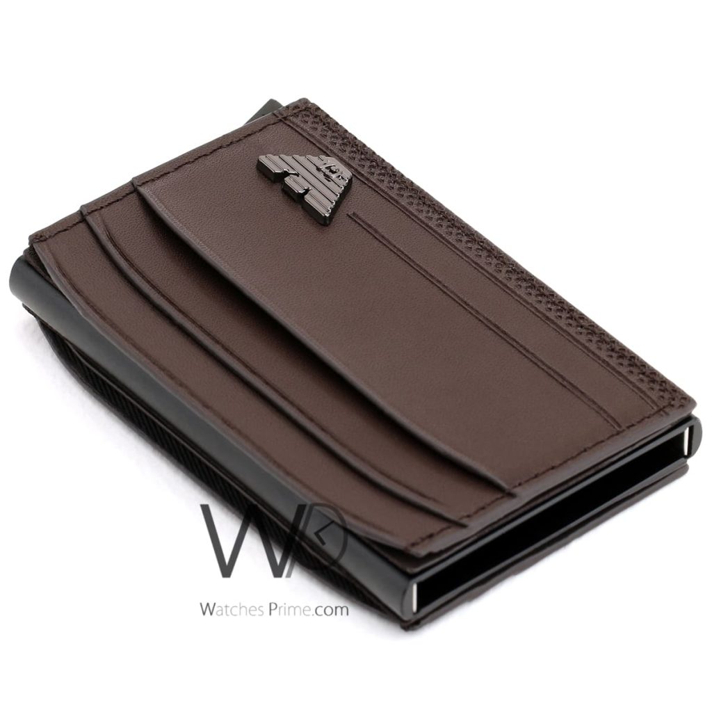 Pop Up Armani Brown Men's Card Holder Wallet | Watches Prime