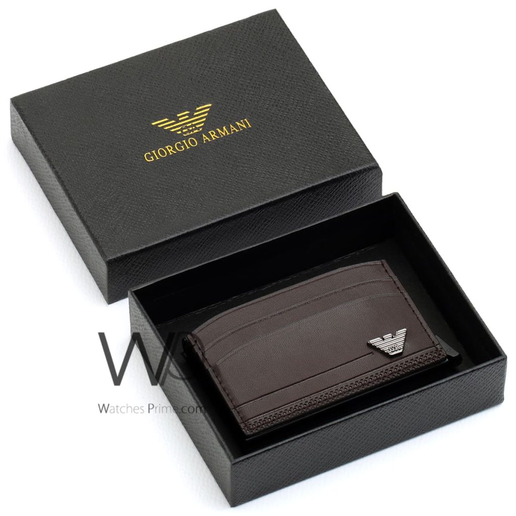 Pop Up Armani Brown Men's Card Holder Wallet | Watches Prime