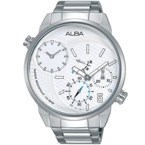 A2a005x1 alba watch men white dial stainless steel metal silver strap quartz movt japan analog water resist 10bar three hand active