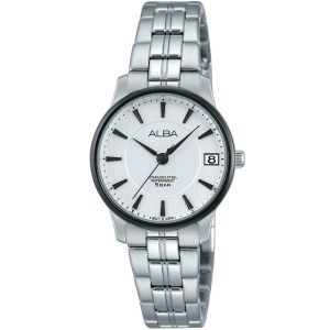 Ag8509x1 alba watch women silver white dial stainless steel water resist 5bar metal strap quartz movt japan analog three hand prestige