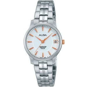 Ag8511x1 alba watch women silver white dial stainless steel water resist 5bar metal strap quartz movt japan analog three hand prestige