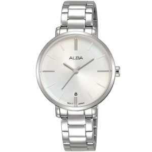 Ag8j63x1 alba watch women silver white dial stainless steel metal strap quartz movt japan analog three hand fashion