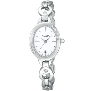 Ah7391x1 alba watch women silver white dial stainless steel metal strap quartz movt japan analog three hand