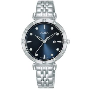 Ah7aa9x1 alba watch women blue dial stainless steel metal silver strap quartz movt japan analog diamond three hand fashion