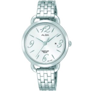 Ah7n21x1 alba watch women silver white dial stainless steel water resist 5bar metal strap quartz movt japan analog three hand fashion