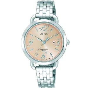 Ah7n23x1 alba watch women rose gold dial stainless steel water resist 5bar metal silver strap quartz movt japan analog three hand fashion