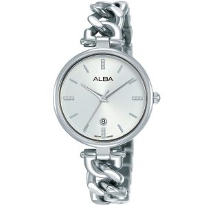 Ah7s69x1 alba watch women silver white dial stainless steel metal strap quartz movt japan analog three hand fashion
