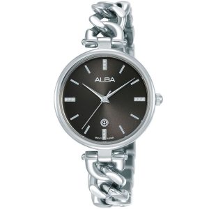 Ah7s71x1 alba watch women black dial stainless steel metal silver strap quartz movt japan analog three hand fashion