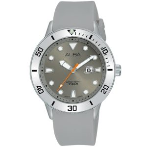 Ah7t83x1 alba watch women gray dial rubber strap quartz movt japan analog water resist 10bar three hand active