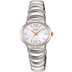 Ah8319x1 alba watch women silver white dial stainless steel metal strap quartz movt japan analog three hand fashion