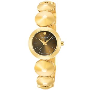 Ah8362x1 alba watch women brown dial stainless steel metal gold strap quartz movt japan analog three hand fashion