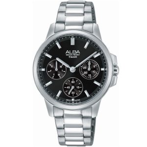 Ap6489x1 alba watch women black dial stainless steel metal silver strap quartz movt japan analog water resist 5bar three hand fashion