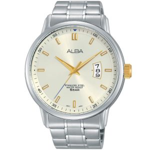 As9b23x1 alba watch men silver white dial stainless steel water resist 5bar metal strap quartz movt japan analog three hand prestige
