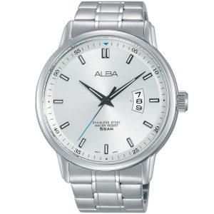 As9b27x1 alba watch men silver white dial stainless steel water resist 5bar metal strap quartz movt japan analog three hand prestige
